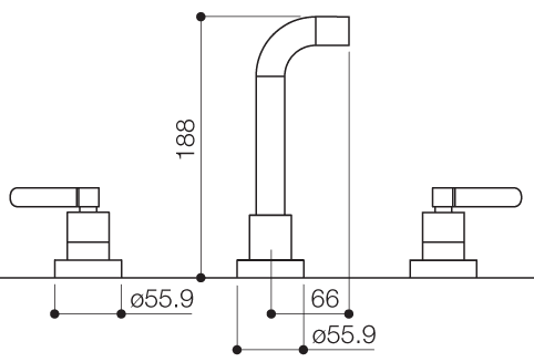 3 Tap Hole Wall Mouted Basin Mixer Tap (Chrome). additional image