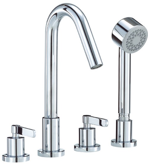 4 Tap Hole Bath Shower Mixer Tap With Shower Kit (Chrome). additional image