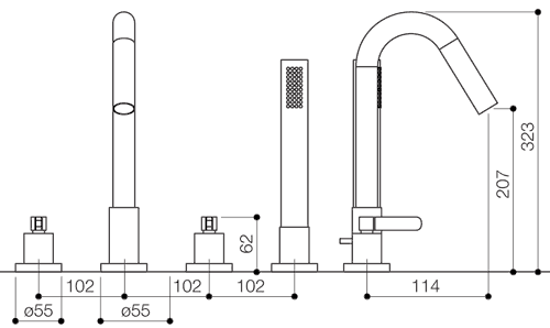 4 Tap Hole Bath Shower Mixer Tap With Shower Kit (Chrome). additional image