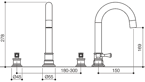 3 Tap Hole Bath Filler Tap (Chrome). additional image