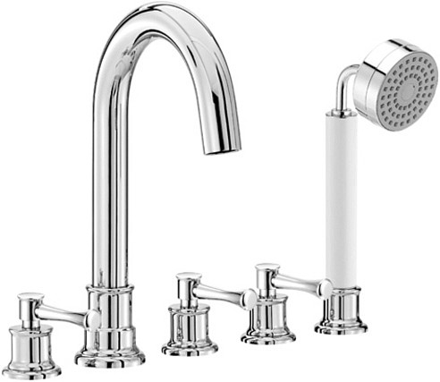 5 Tap Hole Bath Shower Mixer Tap With Shower Kit (Chrome). additional image