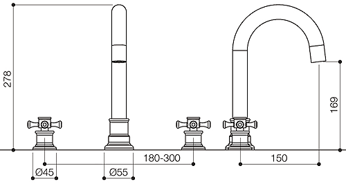 3 Tap Hole Bath Filler Tap (Chrome). additional image