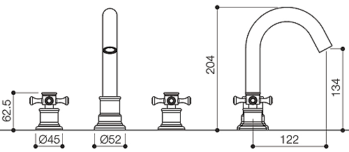 3 Tap Hole Basin Mixer Tap With Pop-Up Waste (Chrome). additional image