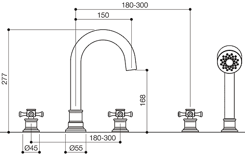 5 Tap Hole Bath Shower Mixer Tap With Shower Kit (Chrome). additional image