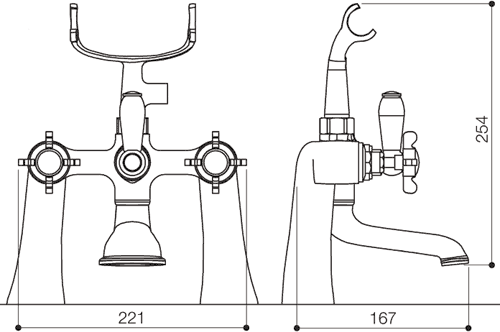 Bath Shower Mixer Tap With Shower Kit (Chrome). additional image