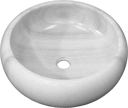 450mm Luxury Stone Basin. White And Grey Marble. additional image