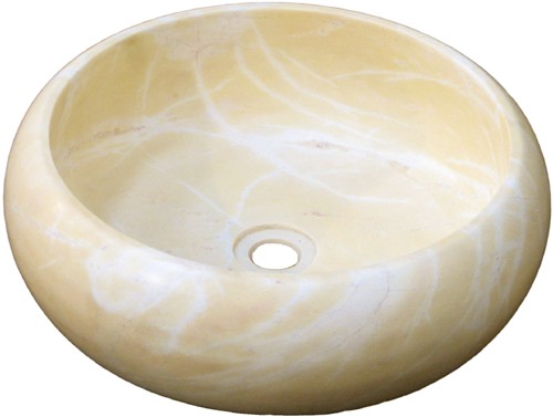 450mm Luxury Stone Basin. Cream / Yellow Marble. additional image