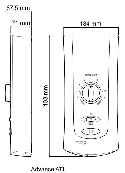 Mira Advance ATL 9kW, thermo, white & chrome. additional image