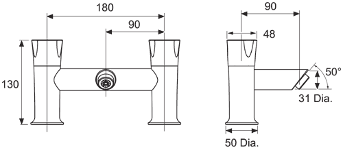 Deck Mounted Bath Filler Tap (Chrome). additional image