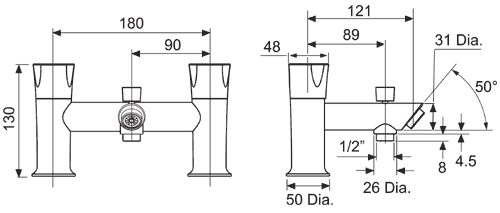 Deck Mounted Bath Shower Mixer Tap (Chrome). additional image