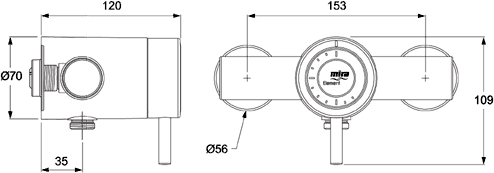 Exposed Thermostatic Shower Valve (Chrome). additional image