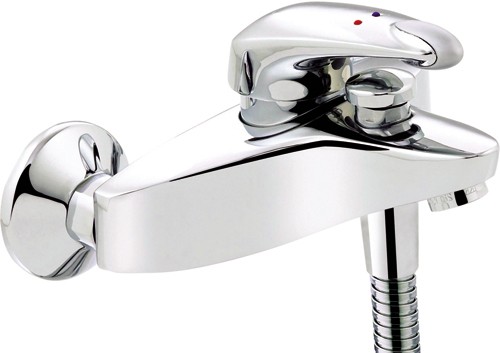Wall Mounted Bath Shower Mixer Tap With Shower Kit (Chrome). additional image