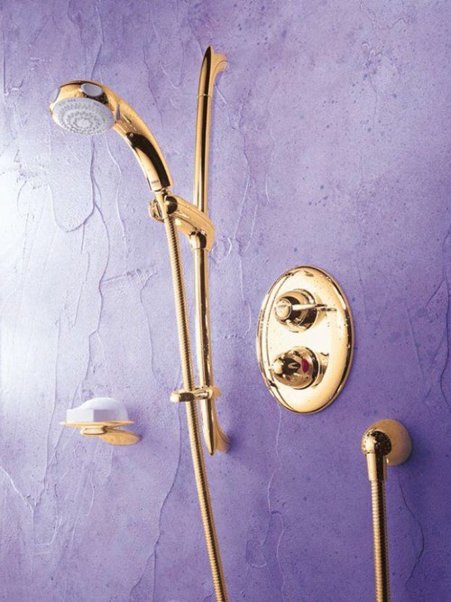 Concealed Thermostatic Shower Kit and Slide Rail in Gold. additional image