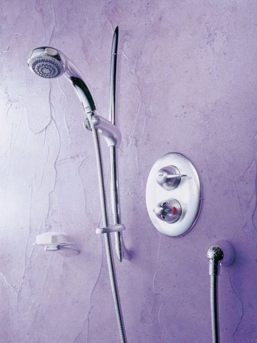 Concealed Thermostatic Shower Kit & Slide Rail in Satin Chrome. additional image