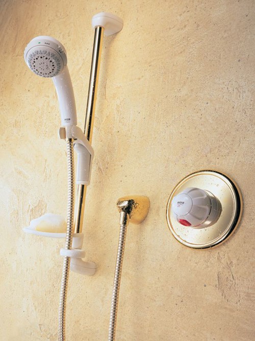 415 Concealed Shower Kit with Slide Rail in White & Gold. additional image