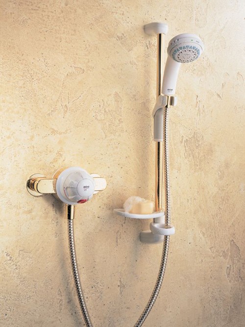 415 Exposed Shower Kit with Slide Rail in White & Gold. additional image
