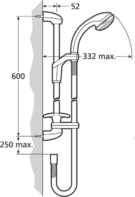 Concealed Manual Shower Valve With Slide Rail, Handset & Hose. additional image