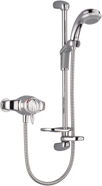 Exposed Manual Shower Valve With Slide Rail, Handset & Hose. additional image