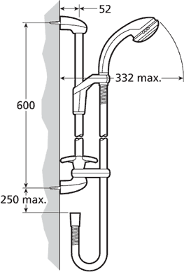 Exposed Manual Shower Valve With Slide Rail, Handset & Hose. additional image