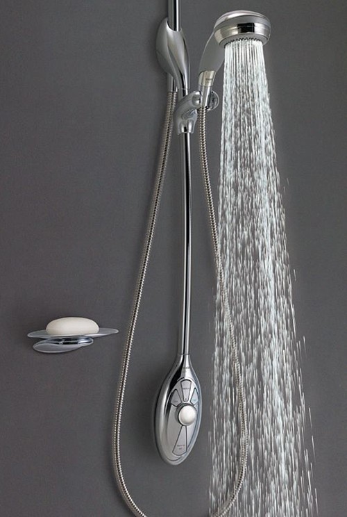 Thermostatic Exposed Digital Shower Kit, Slide Rail, Pump, Ceiling Fed. additional image