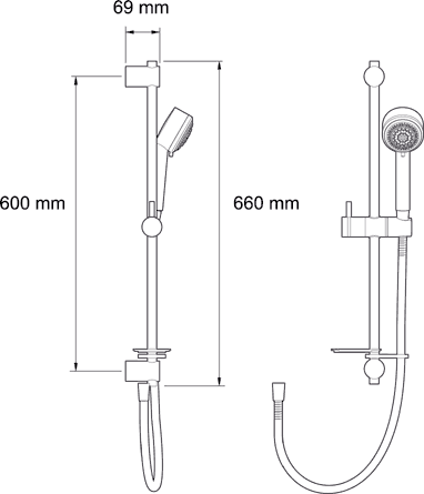 Concealed Thermostatic Shower Valve With Shower Kit (Chrome). additional image