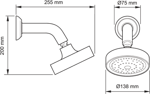 Concealed Thermostatic Shower Valve & Shower Head (Chrome). additional image