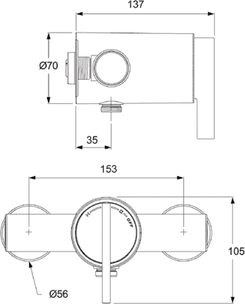 Exposed Thermostatic Shower Valve (Chrome). additional image