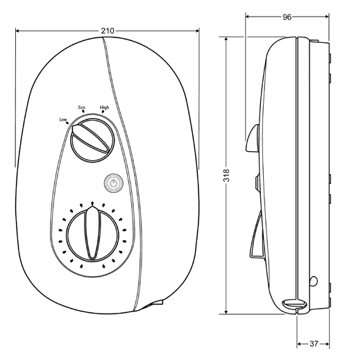 10.8kW Electric Shower In White & Chrome. additional image