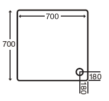 Stone Resin Square Shower Tray. 700x700x110mm. additional image