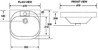 Wall Hung Basin (1 Tap Hole). 410x320mm. additional image