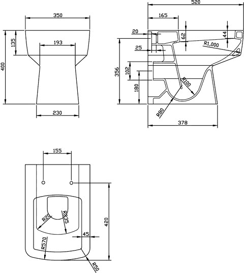 Bliss Square Back To Wall Toilet Pan With Seat. additional image