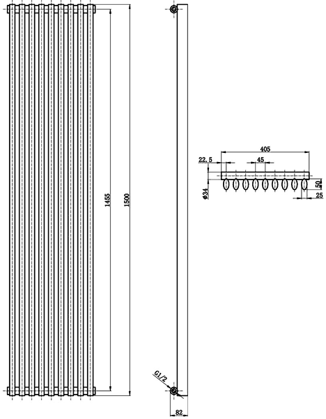 Cypress 4145 BTU Radiator (White). 405x1500mm. additional image