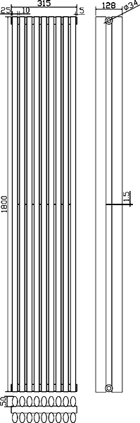 Cypress  5036 BTU Radiator (White). 1800x315mm. additional image