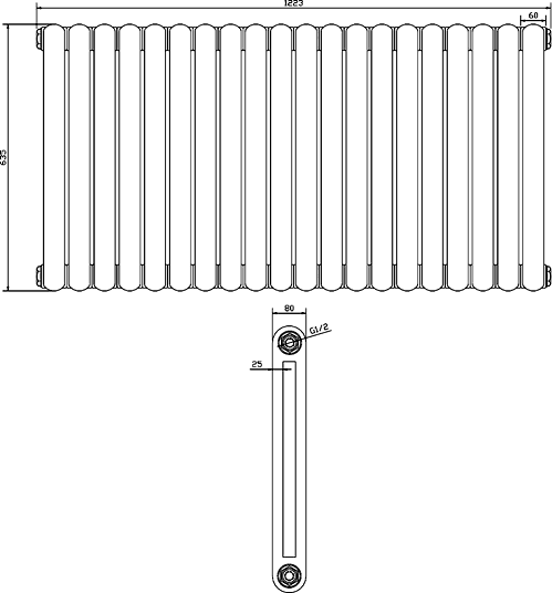 Salvia Double Radiator. 7108 BTU (White). 1223x635mm. additional image