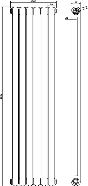Salvia Double Radiator. 5705 BTU (Anthracite). 383x1500mm. additional image