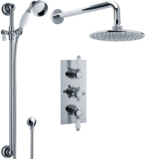 Triple Thermostatic Shower Valve, Slide Rail Kit, Head & Arm. additional image