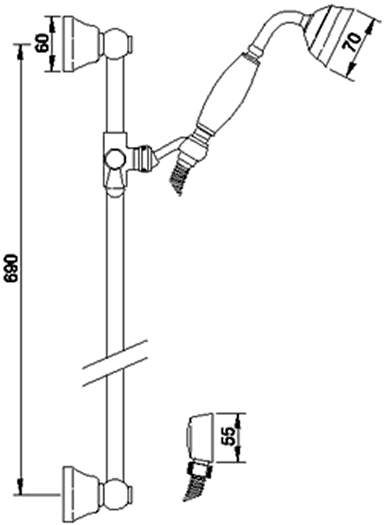 Triple Thermostatic Shower Valve, Slide Rail Kit, Head & Arm. additional image