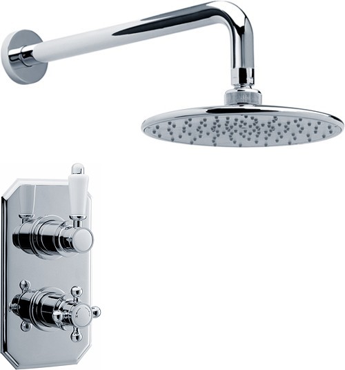 Twin Thermostatic Shower Valve With Round Head & Arm. additional image
