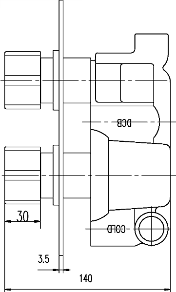 Twin Concealed Thermostatic Shower Valve (Chrome). additional image