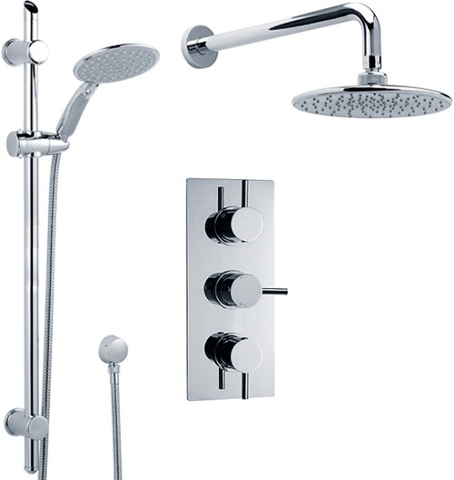 Triple Thermostatic Shower Valve, Slide Rail Kit, Head & Arm. additional image