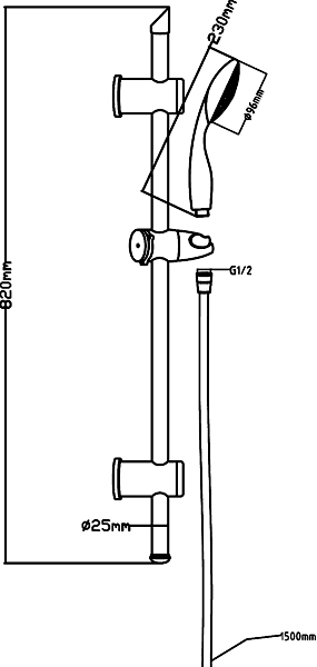 Triple Thermostatic Shower Valve, Slide Rail Kit, Head & Arm. additional image