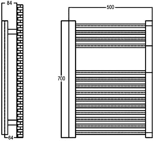 Bathroom Ladder Towel Rail. 500x700mm (Straight). additional image