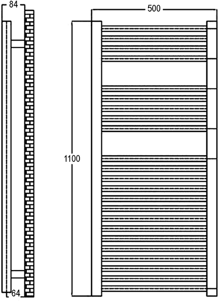 Bathroom Ladder Towel Rail. 500x1100mm (Straight) additional image