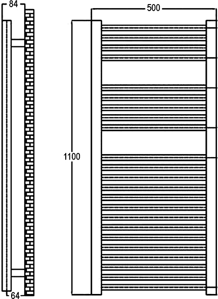 Bathroom Ladder Towel Rail. 500x1100mm (Curved). additional image