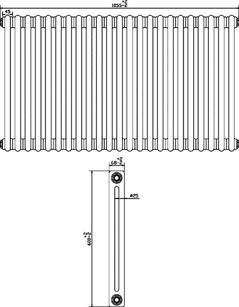 Regency 2 Column Radiator (White). 1055x600mm. 4897 BTU. additional image