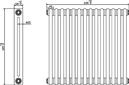 Regency 2 Column Radiator (Black). 650x600mm. 2981 BTU. additional image