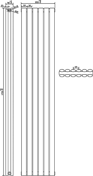 Ricochet Horizontal Radiator (Anthracite). 1750x354mm. additional image