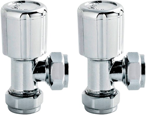 Angled Radiator Valves (Pair, Chrome). additional image