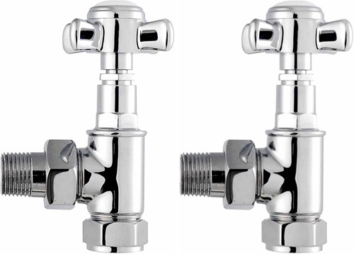 Traditional Angled Radiator Valves (Pair, Chrome). additional image