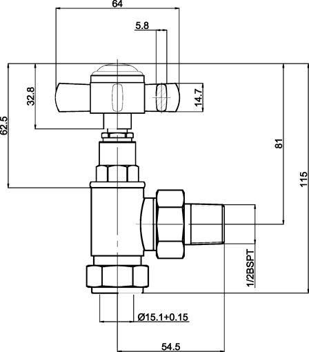 Traditional Angled Radiator Valves (Pair, Chrome). additional image